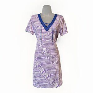 NEW Lulu B Tunic Dress V-Neck w/Tie Women Size Small Purple/Blue Southern Style